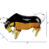 4" Amber Glass Art Bull