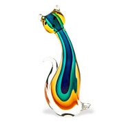 12" Mouth Blown MultiColor Feline Art Glass