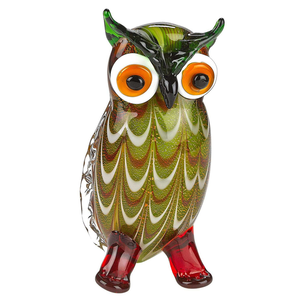 8" Mouth Blown Owl Art Glass