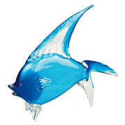 16" Mouth Blown Light Blue Tropical Fish Art Glass