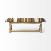 14" Brown Upholstered Cotton Blend Bench