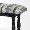 Rectangular Indian Mango Wood-Black W- Woven-Leather Cushion Top Accent Bench