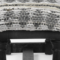 Rectangular Indian Mango Wood-Black W- Woven-Leather Cushion Top Accent Bench