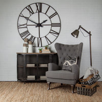 50" Round XL Industrial styleWall Clock with Open Back Face and Welded Iron Roman Numeral
