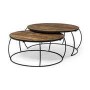 S-2 41" &amp; 38" Round Wood Top Nesting Coffee Tables