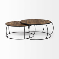 S-2 41" &amp; 38" Round Wood Top Nesting Coffee Tables