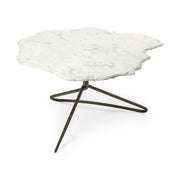 33" White And Gold Free Form Coffee Table