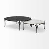 36" Round White Marble Top Black and Metal Base Coffee Table