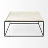 Square White Marble Top and Black Metal Base Coffee Table
