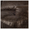 Dark Brown Moroccan Leather Wide Accent chair w- Wood and Black Iron Base