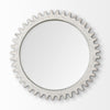 35.5" Round Whitewashed Wood Frame Wall Mirror