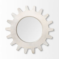 COG 17" Round White Wood Frame Wall Mirror