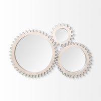 COG 17" Round White Wood Frame Wall Mirror