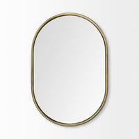 Oval Gold Metal Frame Wall Mirror