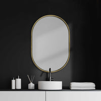 Oval Gold Metal Frame Wall Mirror