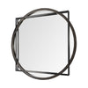 46" Round-Square Black Wood and Metal Frame Wall Mirror