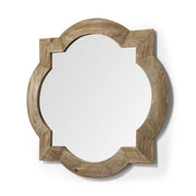 23" Round-Square Brown Wood Frame Wall Mirror