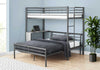 Twin Full Size Grey Metal with Desk Bunk Bed