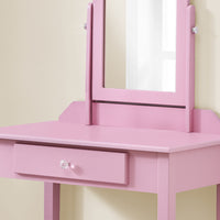 Pink Vanity Mirror and Storage Drawer