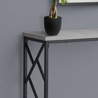 44" Rectangular GreywithBlack Metal Hall Console Accent Table