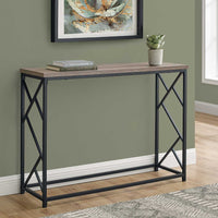 44" Rectangular TaupewithBlack Metal Hall Console Accent Table