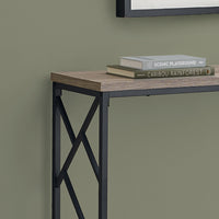 44" Rectangular TaupewithBlack Metal Hall Console Accent Table