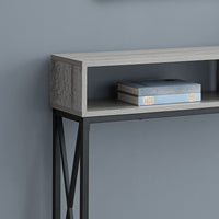 48" Rectangular GreywithBlack Metal Hall Console with 2 Shelves Accent Table