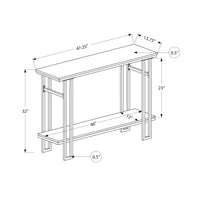 48" Rectangular GreywithBlack Metal Hall Console Accent Table