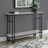 48" Rectangular GreywithBlack Metal Hall Console Accent Table