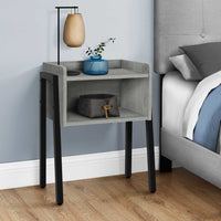 23" Rectangular Grey and Black Metal Accent Table