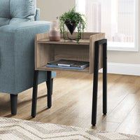 23" Rectangular Dark Taupe Accent Table with Black Metal Legs