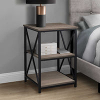 26" Rectangular Dark Taupe Black Metal Accent Table