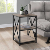 26" Rectangular Dark Taupe Black Metal Accent Table