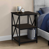 26" Rectangular Espresso Black Metal Accent Table