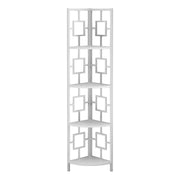 62" Bookcase WhiteandWhite Metal Corner Etagere with 4 shelves