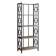 62" 4 Tier Bookcase Dark TaupewithBlack Metal Etagere