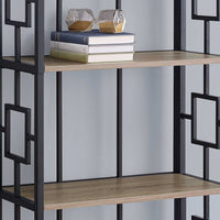 62" 4 Tier Bookcase Dark TaupewithBlack Metal Etagere