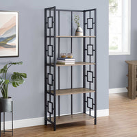 62" 4 Tier Bookcase Dark TaupewithBlack Metal Etagere