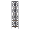 62" Bookcase with 4 Solid Taupe Shelves and Black Metal Corner Etagere