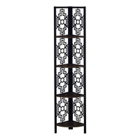 62" Bookcase with 4 Solid Espresso Shelves and Black Metal Corner Etagere