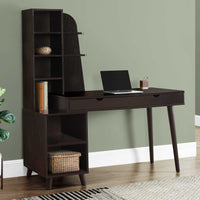 55" Espresso Computer Desk with Bookcase