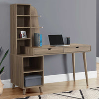 55" Dark Taupe Computer Desk with Bookcase