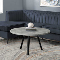 Round Grey Reclaimed Wood with Black Metal Coffee Table