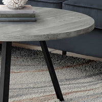 Round Grey Reclaimed Wood with Black Metal Coffee Table