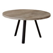 Round Taupe Reclaimed Wood with Black Metal Coffee Table