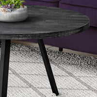 Round Black Reclaimed Wood with Black Metal Coffee Table