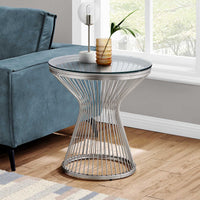 Stainless Steel with Tempered Glass Accent Table