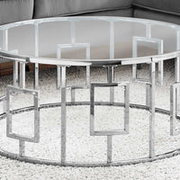 Round Chrome Metal with Tempered Glass Coffee Table