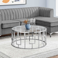 Round Chrome Metal with Tempered Glass Coffee Table