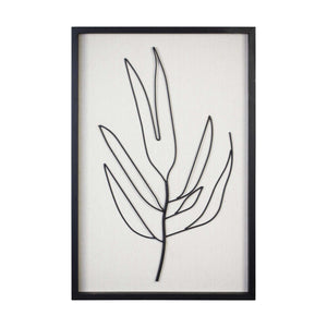 Hand-Painted Leaf Wall Art with Matte Black Finish